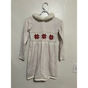 Janie and Jack Snowflake Lane Faux Fur Collar Sweater Dress girls size 10
